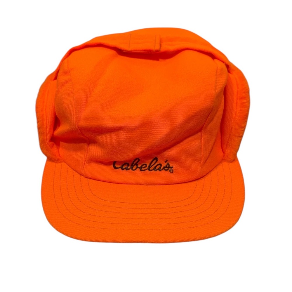 Cabelas Orange Trapper Hat with Ear Flaps Medium Winter Hunting
